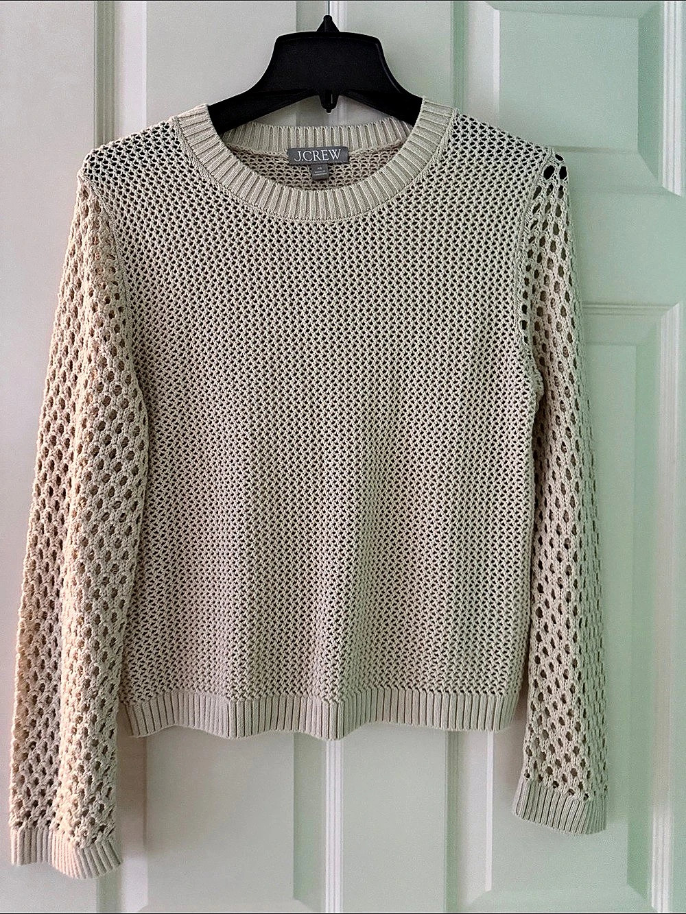 J.Crew Crochet crewneck beach sweater Open Knit Crewneck Sweater in Cream Size